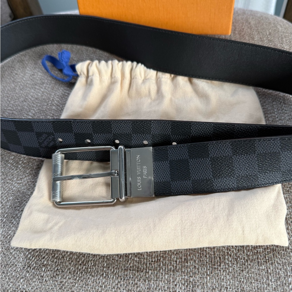 Louis Vuitton Black Checkered Men's Belt